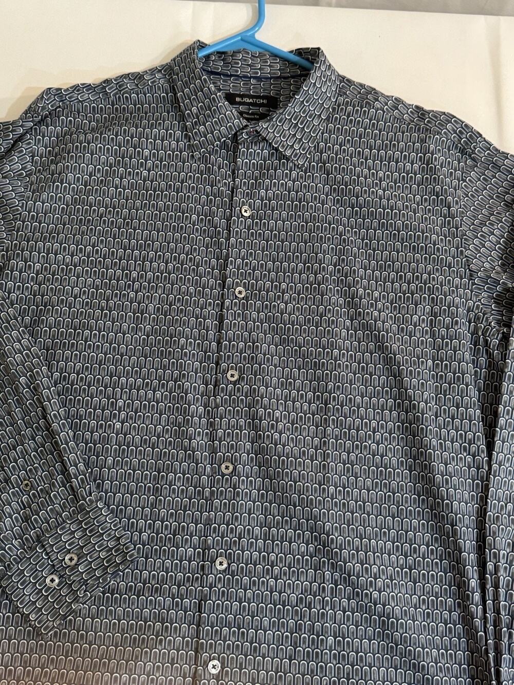 Bugatchi Mens L Classic Fit Button Up Long Sleeve Dress Shirt 100% Cotton 0073